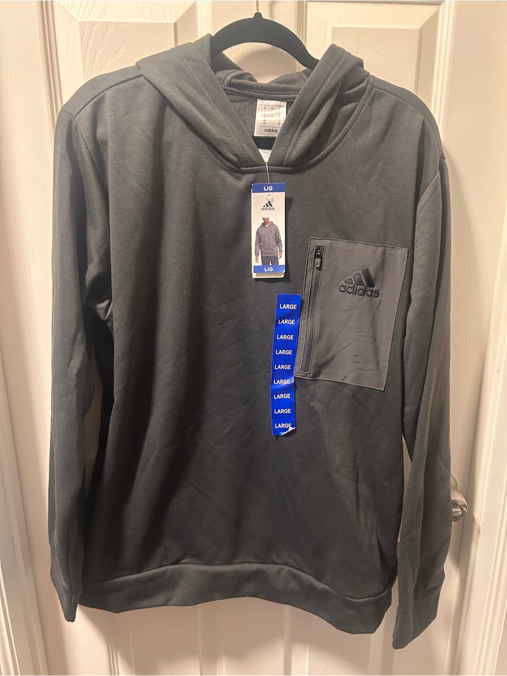 adidas Men's Hooded Pullover Sweatshirt - Charcoal